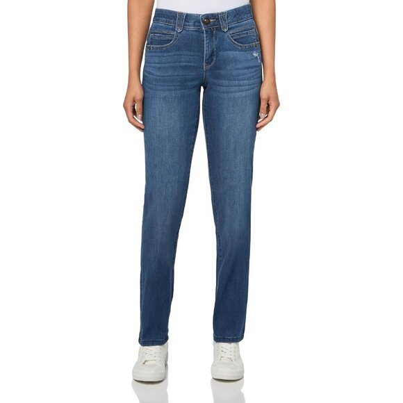 Women's Ab Solution Straight Leg Jeans Elastic Waist Tummy Control Casual